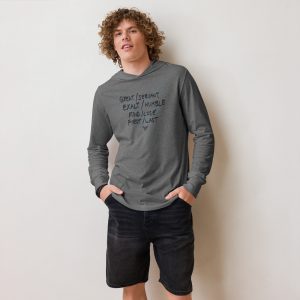 A Study in Contrasts Hooded Long-Sleeve Tee (dark heather gray)
