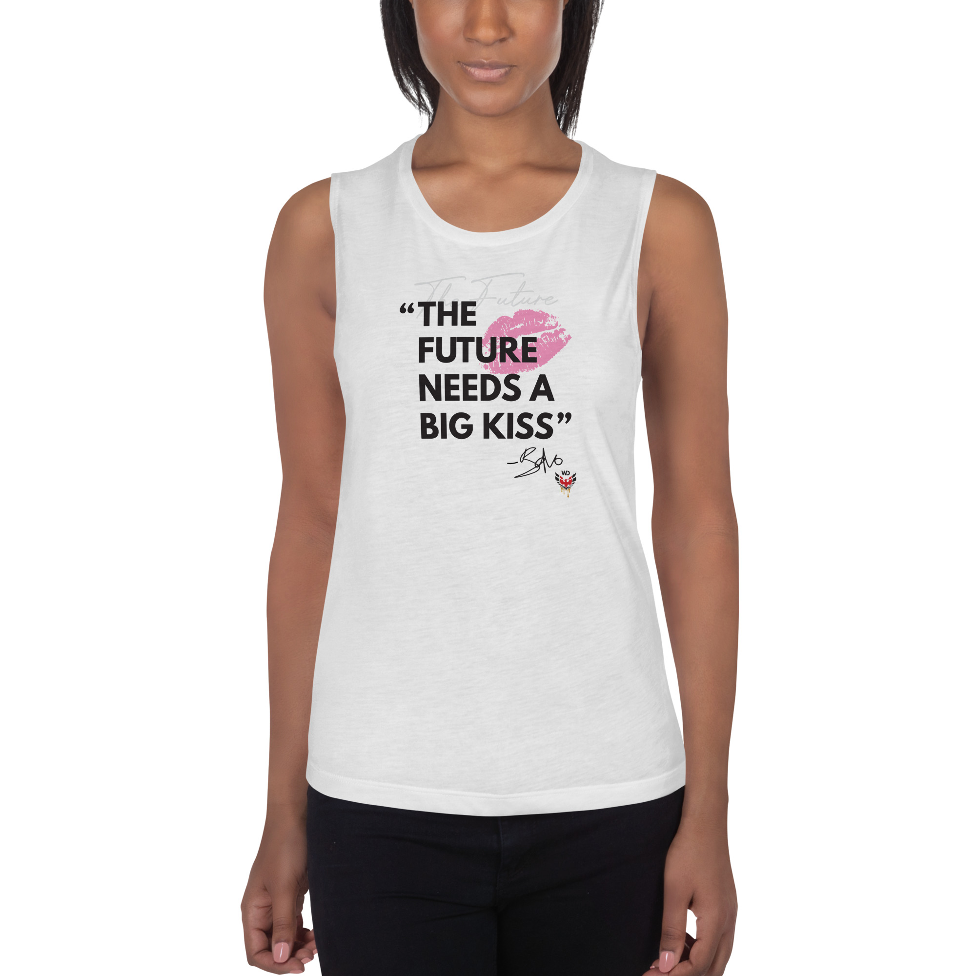 “The Future Needs a Big Kiss” Ladies’ Tank - Image 4
